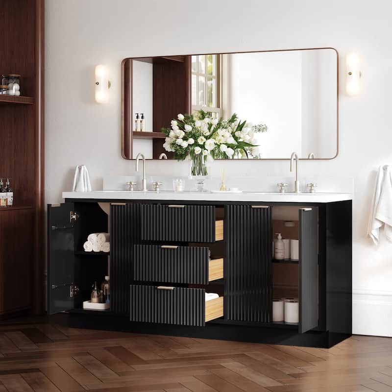 Ariel P73DWQRVO Milan 73" Free Standing Double Basin Vanity Set with