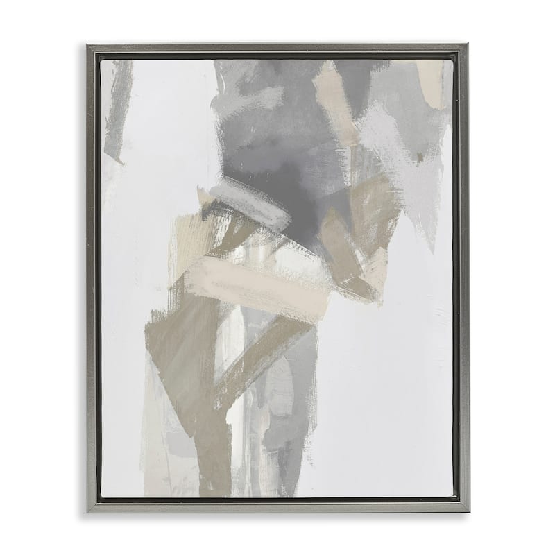 Stupell Elegant Grey & Beige Streaks Framed Floater Canvas Wall Art Design By Rachel Springer - 25 x 31 - Grey