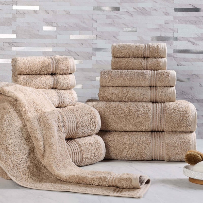 Superior Heritage Egyptian Cotton Absorbent 12-Piece Towel Set - Taupe