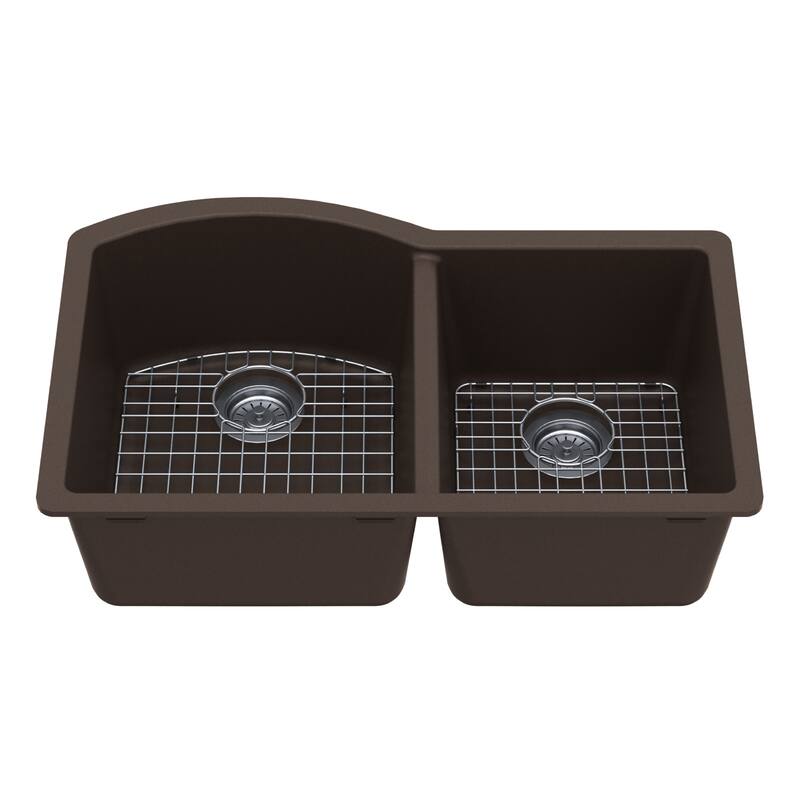 Karran Undermount Quartz 32 in. 60/40 Double Bowl Kitchen Sink Kit