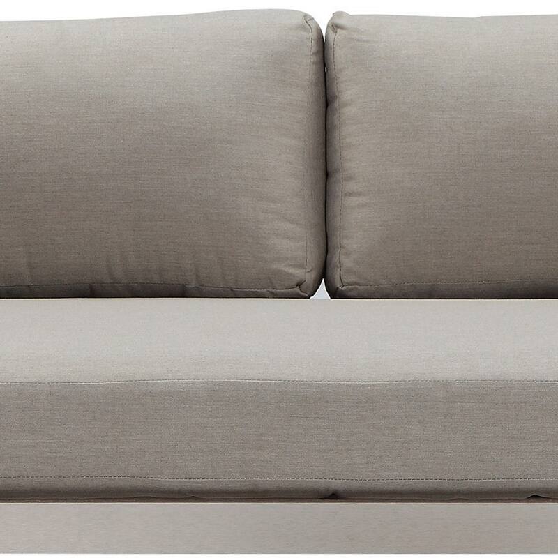 Cilo 65 Inch Outdoor Sofa, Smooth Gray Water Resistant Fabric, Aluminum