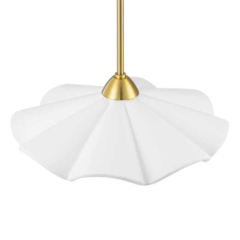 16-Inch White Ceramic Petal Pendant Light for Kitchen Dining Room - Dia.15.98-in