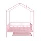 preview thumbnail 15 of 15, Contemporary Mordern Design Full Size House Platform Bed,Solid Metal Bed with Trundle,Semi-Enclosed Fence
