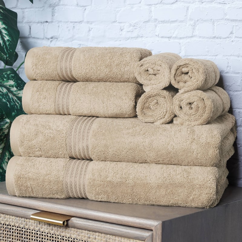 Superior Heritage Egyptian Cotton Absorbent 8-Piece Towel Set - Taupe