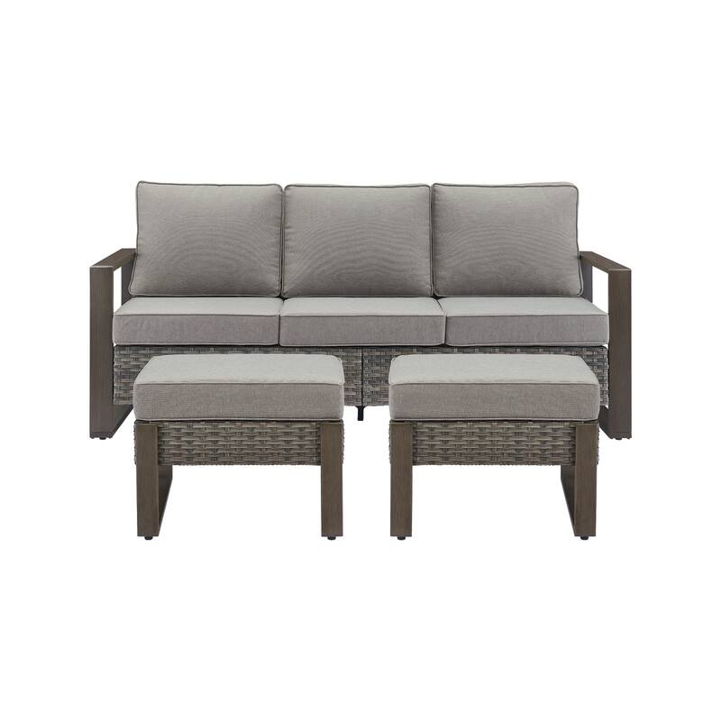 Pocassy Outdoor Sofa, Swivel Chair, Patio Chair Ottoman Set