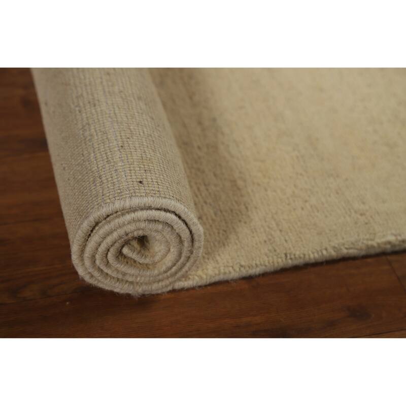 Modern Gabbeh Oriental Accent Rug Handmade Beige Wool Carpet - 2'9"x 4'0"