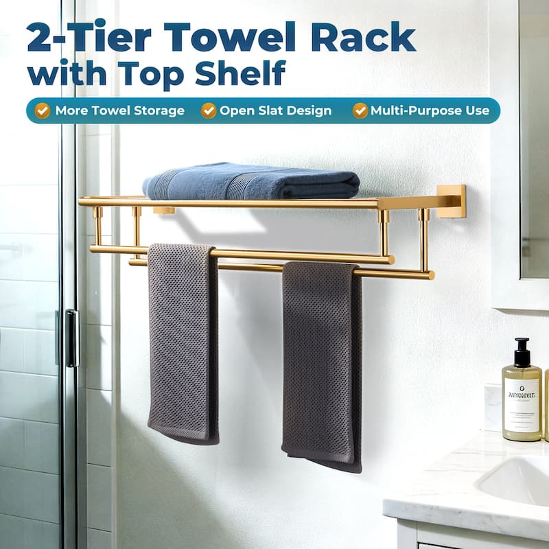 WOWOW Two Towel Holders Wall mounted Towel Rack