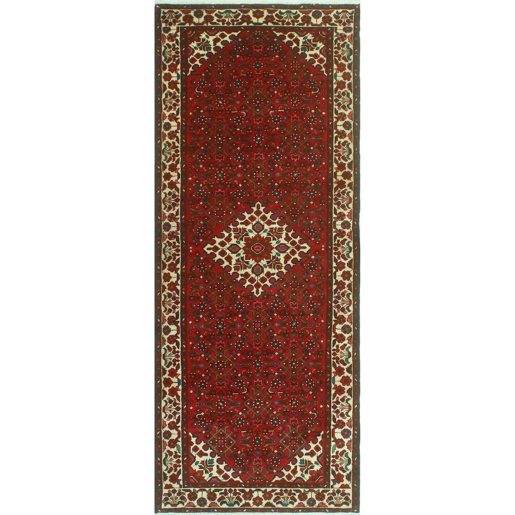 Fine Vintage Distressed Kibibi Red/Ivory Runner - 3'8" x 9'9"
