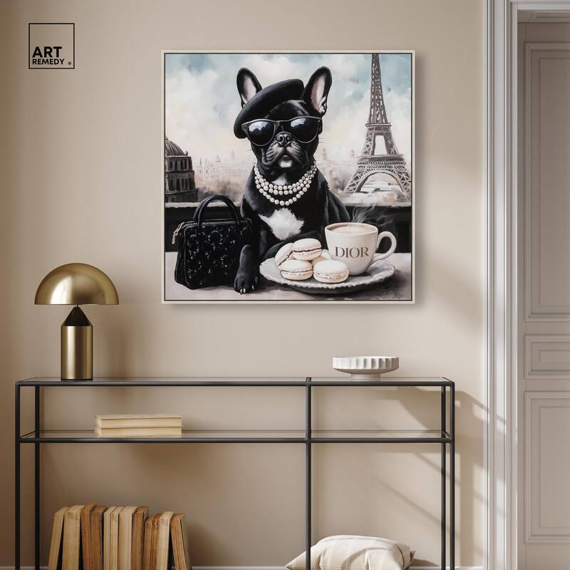 Frenchie in Paris Treats Canvas by Art Remedy