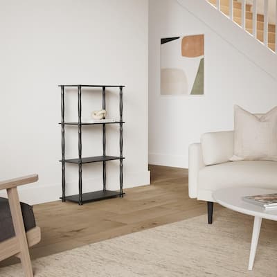 4 Tiers Wood Household Shelving Unit in Americano/Black (23.6 in. W x 43.25 in. H x 11.6 in. D) - 23.6