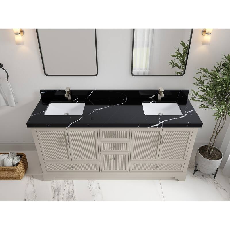 Willow Collections 72 x 22 Alys Double Bowl Sink Bathroom Vanity with Countertop