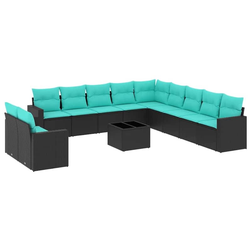 vidaXL Patio Sofa Set with Cushions Outdoor Conversation Furniture Poly Rattan