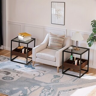 Modern Coffee Table with Storage Shelf Set of 2 - Bed Bath & Beyond ...