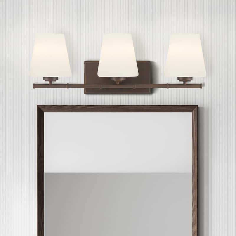 Hunter Fauna Grove 3-Light Bathroom Vanity Light - Modern, Transitional - 3-Light Bronze - Matte Bronze