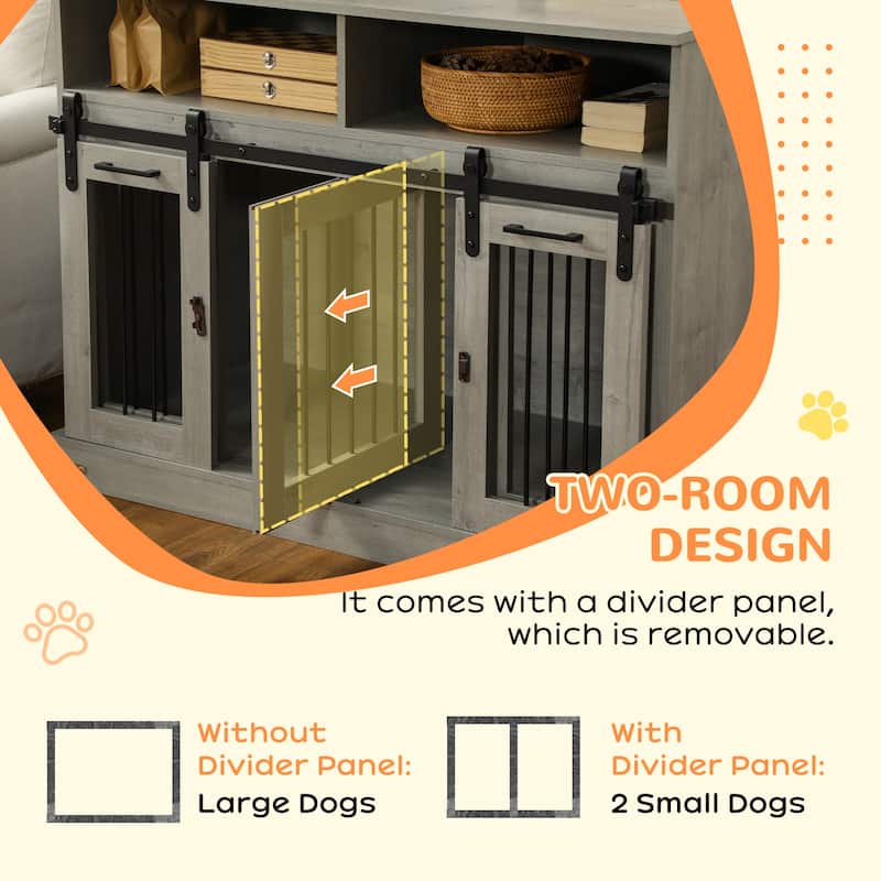 Wood Grain Dog Crate End Table Dog House with Adjustable Shelf and Safety Latch Dog Kennel Dog Room for Living Room