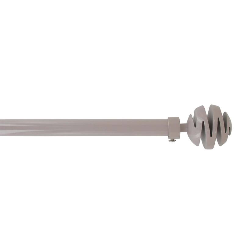 Adjustable Single Curtain Rod 50"-82" with Spiral Finials and Brackets - 50" to 82" L x 3/4" D