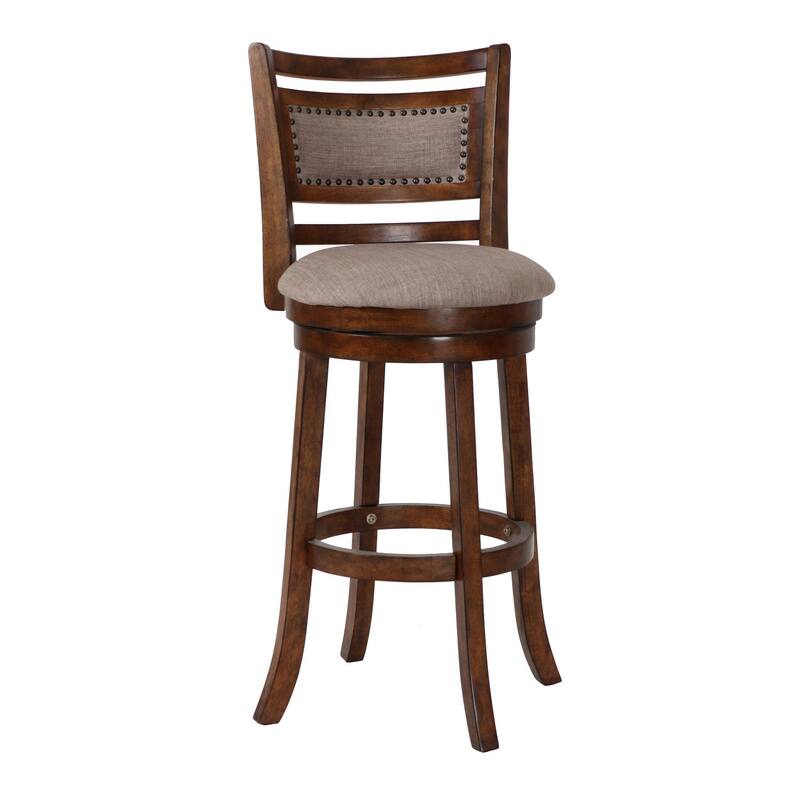 Curved Swivel Barstool with Fabric Padded Seating - 43.63 H x 17.5 W x 17.38 L