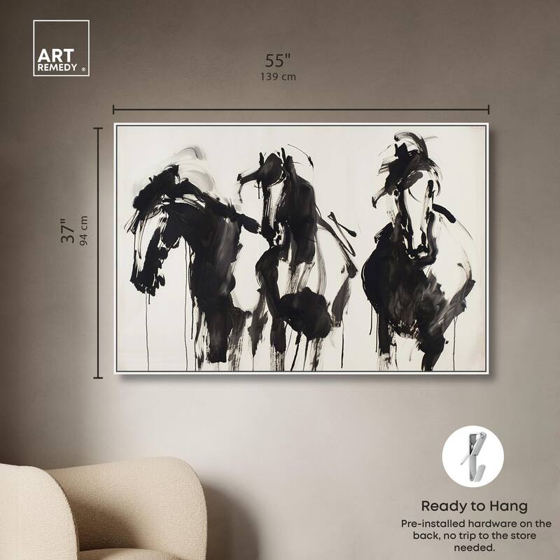 Horses in Ink Canvas by Art Remedy
