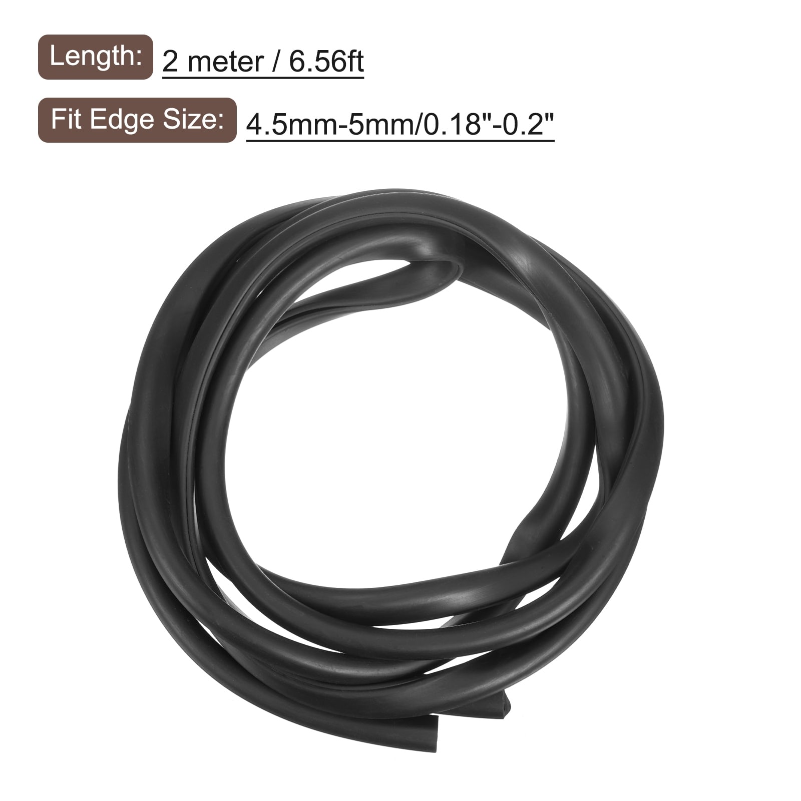 Rubber U Channel Trim, Guard Seal Strip Edge Protector Flat Type - Black