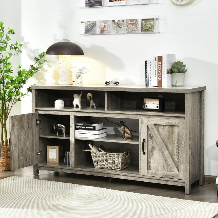 59 Inch TV Stand Media Center Console Cabinet with Barn Door for TV's 65 Inch - 59" x 16" x 32.5" (L x W x H)