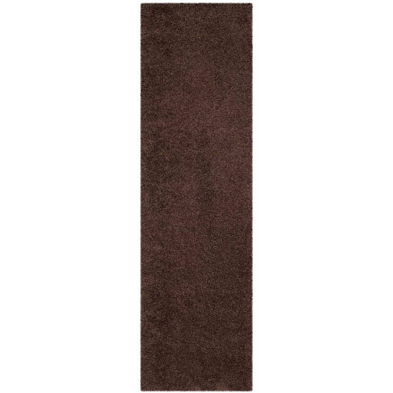 SAFAVIEH Laguna Shag Verdiana Solid Color 2-inch Thick Rug. - 2'3" x 8' Runner - Brown - Runner