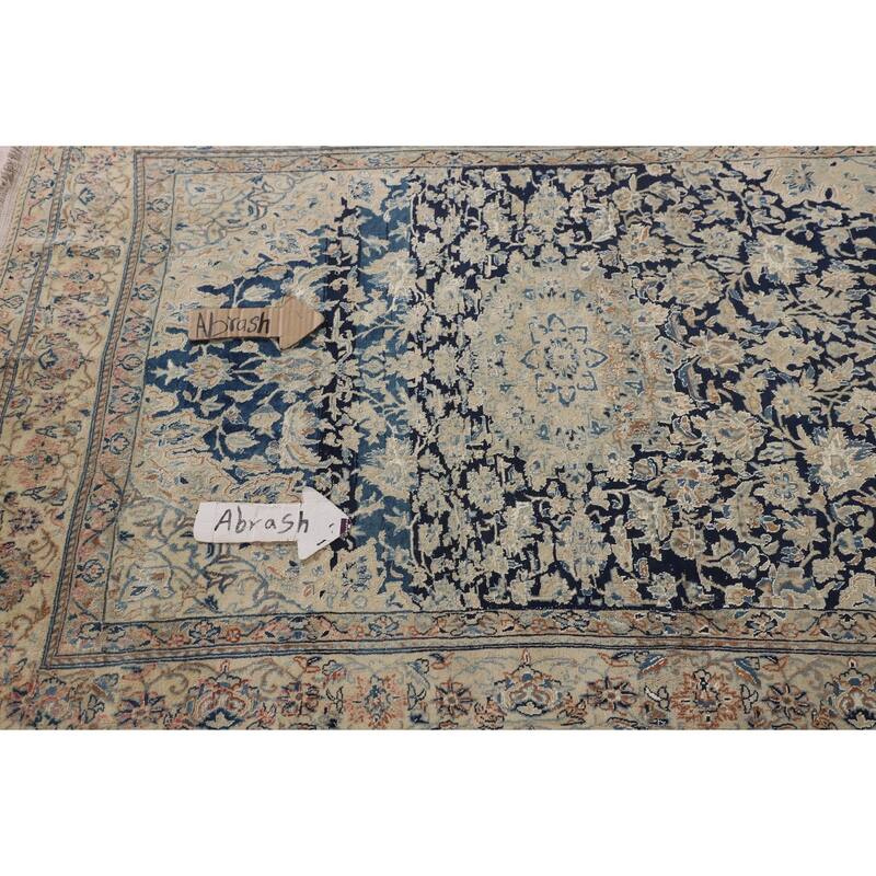 Blue Nain Toodeshk Persian Antique Area Rug Handmade Wool Carpet - 3'11"x 5'11"