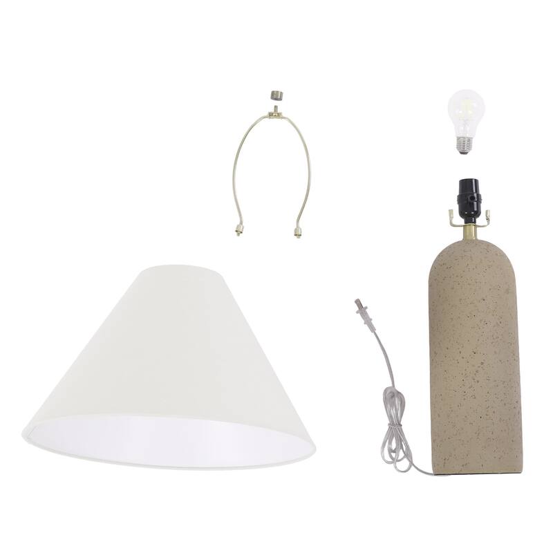 Painted Ceramic Accent Table Lamp with Cone Linen Shade