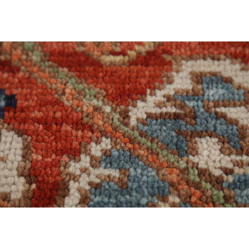 Geometric Heriz Serapi Indian Rug Handmade Traditional Wool Carpet - 8'9" x 11'10"