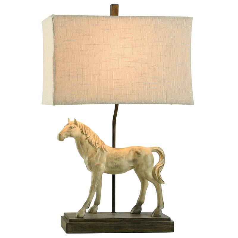 StyleCraft Dapple Gray Table Lamp - Natural Linen Softback Fabric Shade