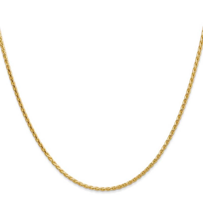 Curata 14k Yellow Gold Solid Lobster Claw Closure 1.9mm Round Sparkle Cut Wheat Chain Bracelet