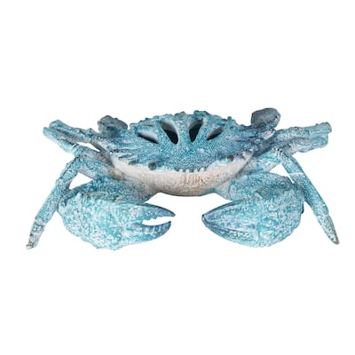 Polystone Textured Crab Decorative Sculpture with White Body - Red or Blue