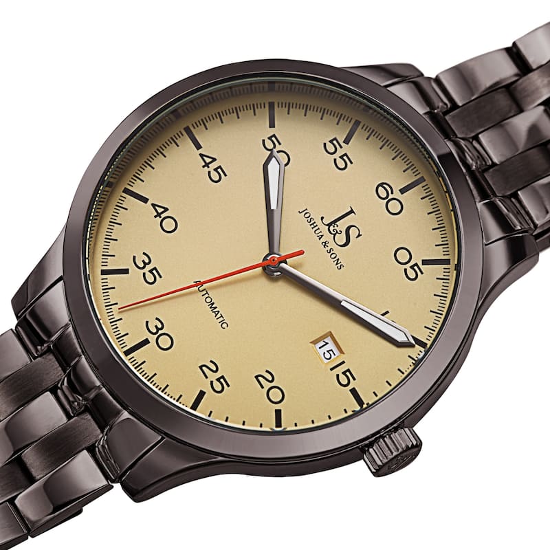 Joshua & Sons Men's Date Automatic Stainless Steel Bracelet Watch - Grey