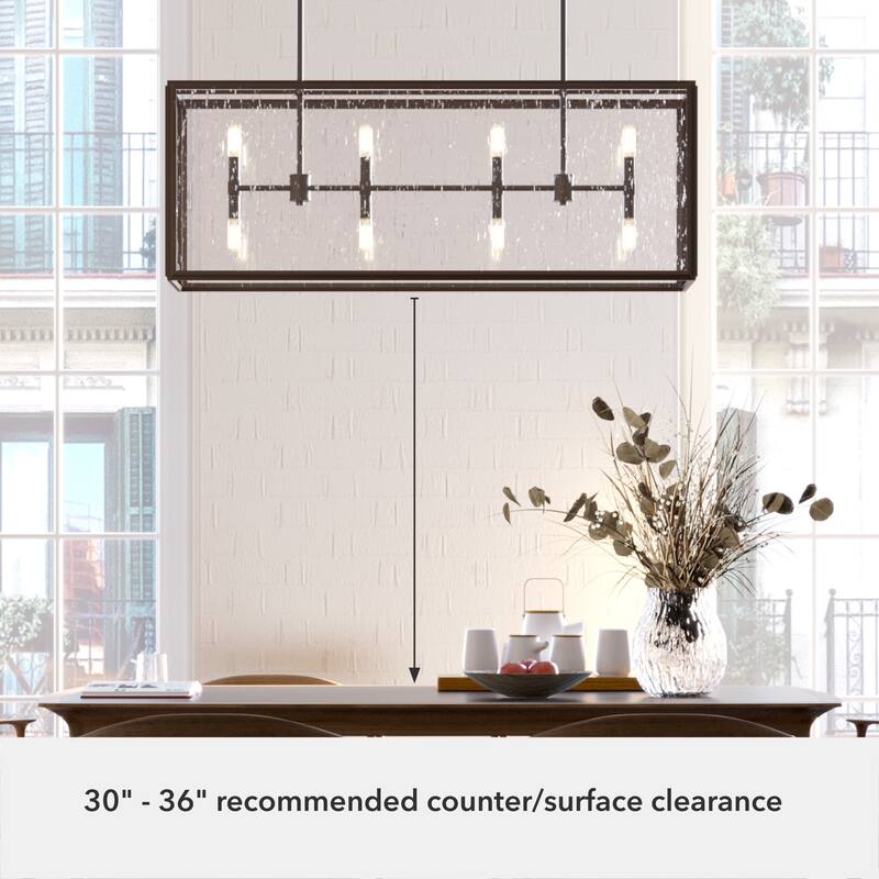 Hunter Felippe 8-Light Linear Chandelier, Kitchen Island, Dining Room, Cage, Contemporary