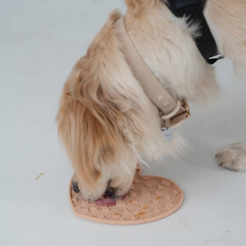 Dexypaws: Enrichment Lick Mat: Blush Pink Heart - Grooved Silicone - Blush Pink