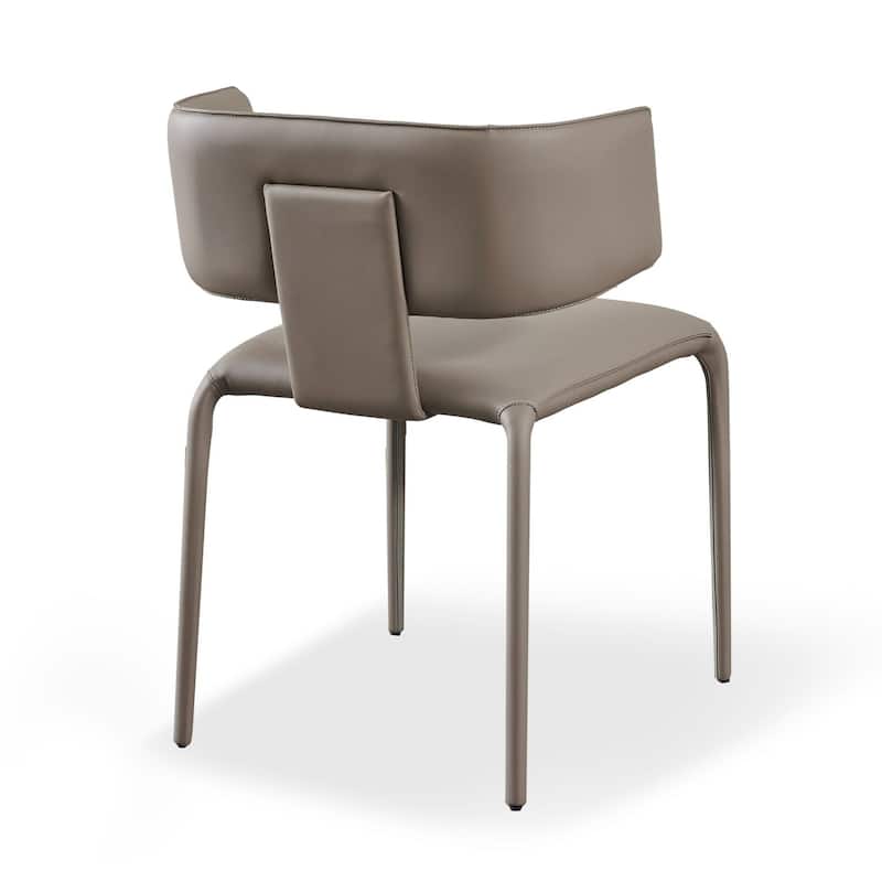 Gray/Gray Faux Leather Upholstered Metal Frame Dining Chair, Sturdy Dining Chair for Dining Rooms - 20.5
