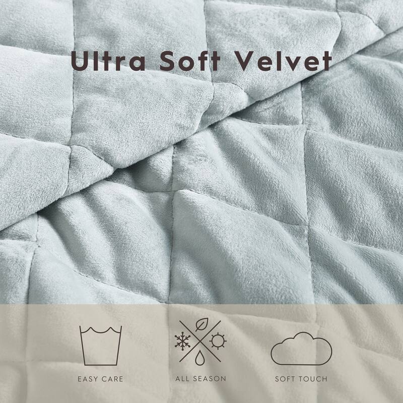 Laura Ashley Solid Diamond Velvet Bonus Quilt Set