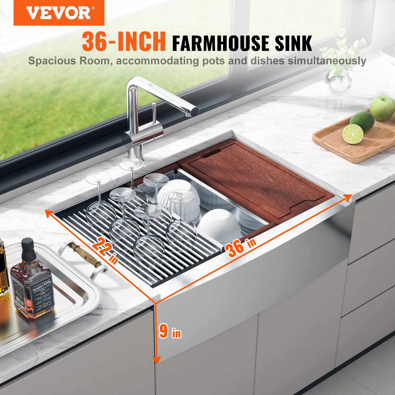 VEVOR Farmhouse Kitchen Sink Household Dishwasher Sinks for Workstation