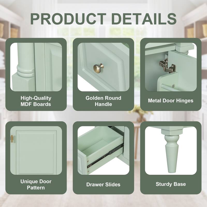 Roomfitters 30" Bathroom Vanity with Sink, Solid Wood Frame, Flip Drawer, 2 Drawers & Door Rack