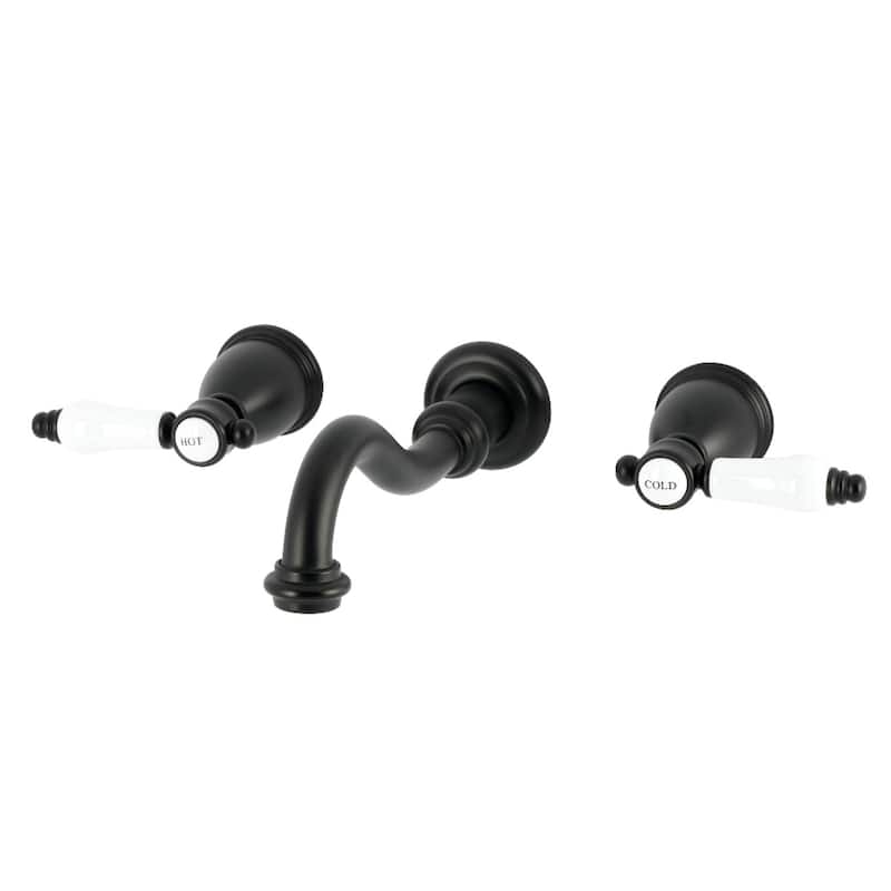 Kingston Brass Bel-Air Double-Handle Wall Mount Bathroom Faucet - Matte Black