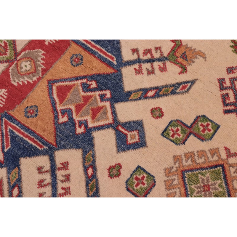 Tribal Kazak Hailey Natural/Red Wool Round - 6'5'' x 6'6''