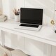 preview thumbnail 6 of 8, White Twin Size Wood Loft Bed with Desk, Storage, and Ladder