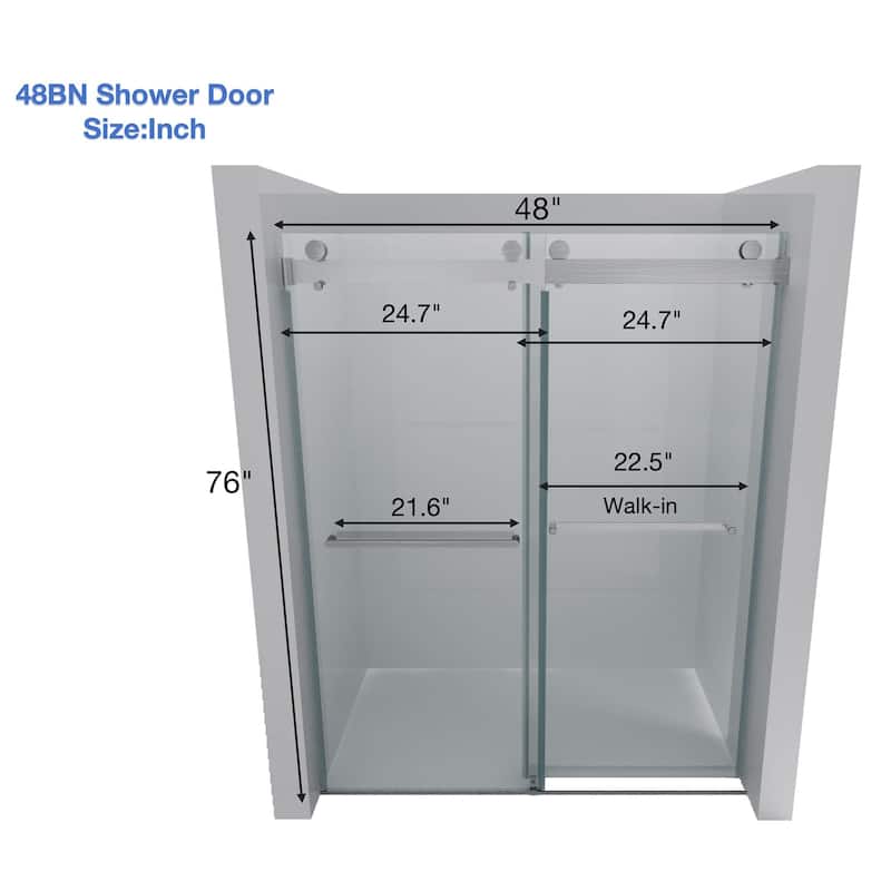 48/60/72 inch Double Sliding Frameless Shower Door