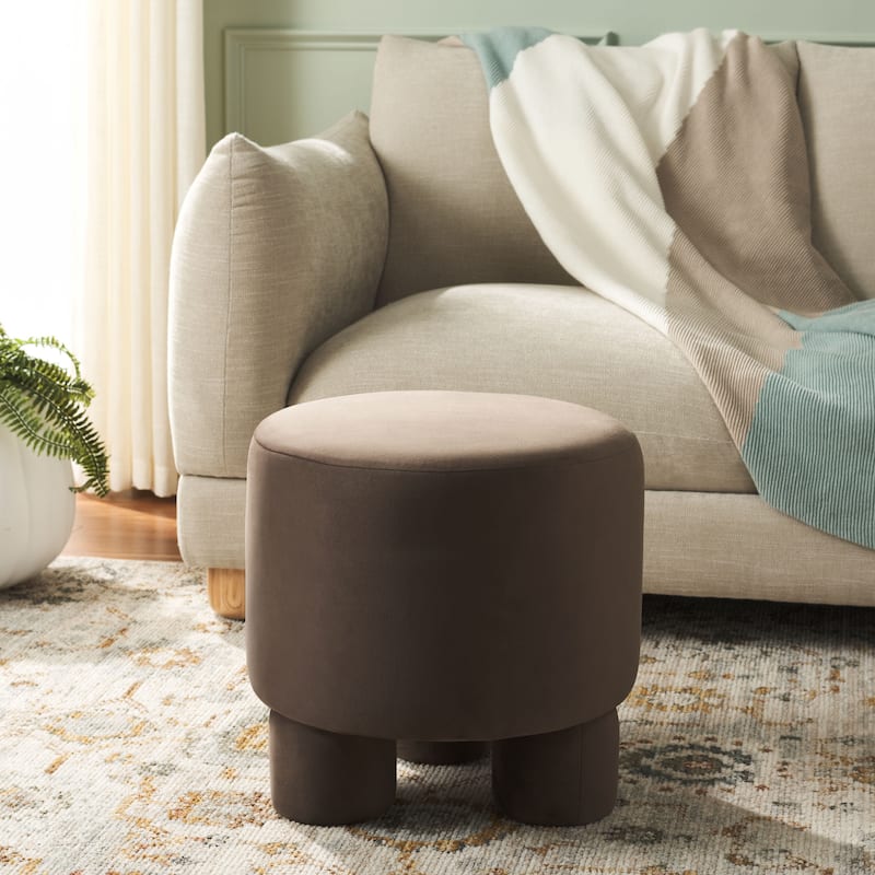 SAFAVIEH Naref Upholstered Ottoman Foot Stool - Chocolate