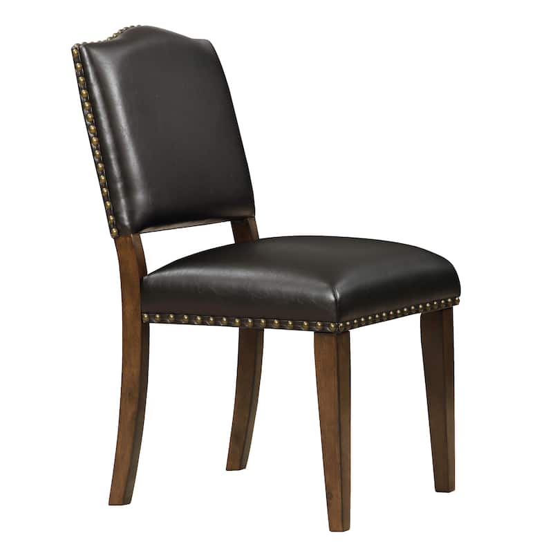 Faux Leather Dining Chair with Nail Heads - Set of 2