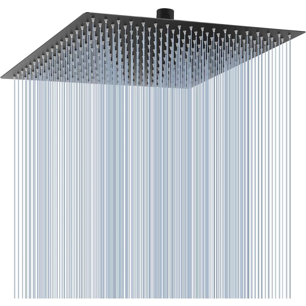 16 Inch Stainless Steel Rain Shower Head-Matte Black High Pressure Shower Head,Square Rainfall Showerhead-Ceiling or Wall Mount