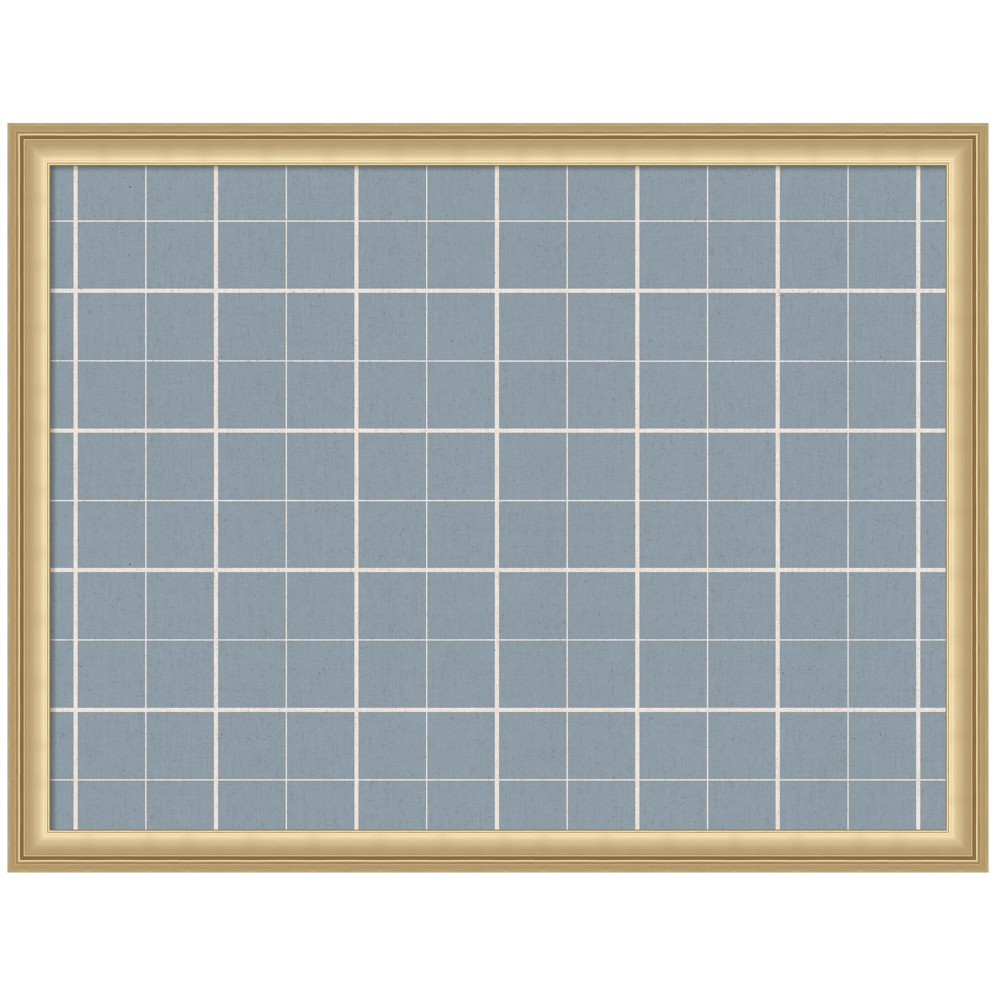 Kate and Laurel Framed Fabric Pinboard Light Blue Plaid Wall Organization