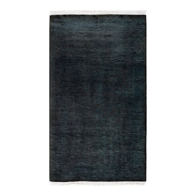 Overton Hand Knotted Wool Vintage Inspired Modern Contemporary Overdyed Black Area Rug - 3' 1" x 5' 3"