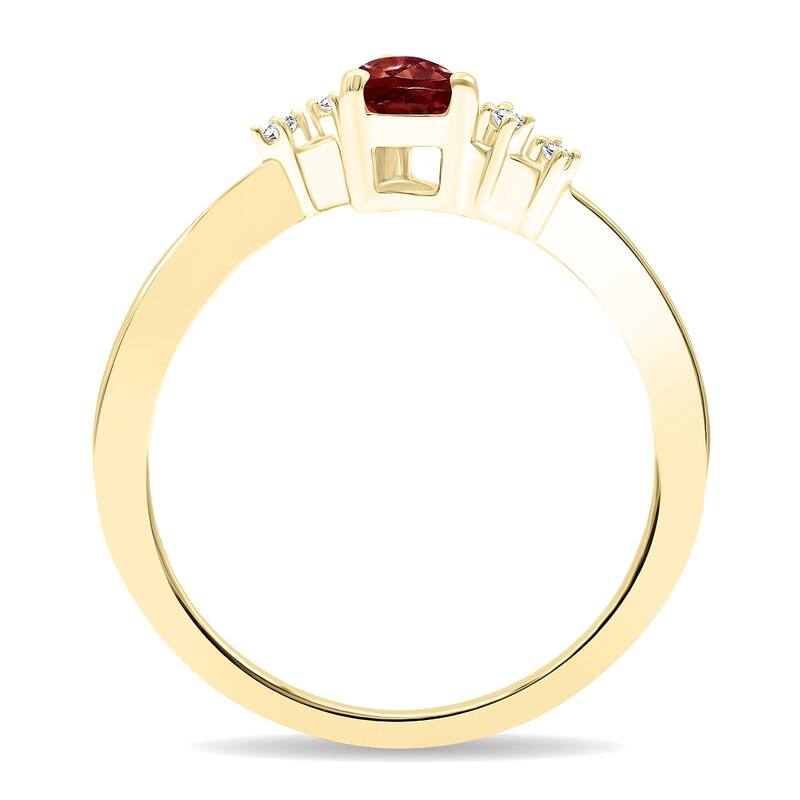 Women's Pear Shaped Garnet and Diamond Wave Ring in 10K Yellow Gold