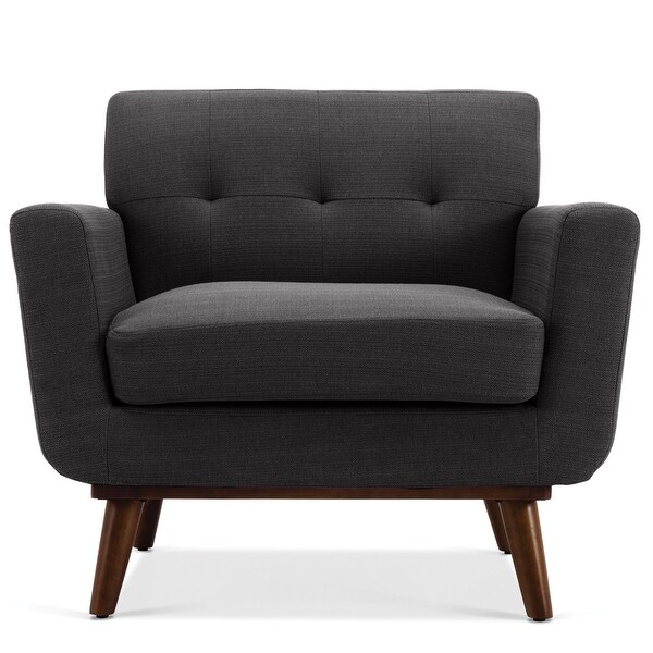 Shop BELLEZE Mid-Century Modern Isaiah Accent Arm Chair Button Tufted w/ Wooden Leg, Gray - Free 