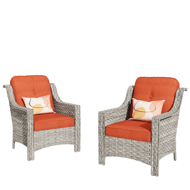 HOOOWOOO 2-piece High Back Wicker Rattan Outdoor Patio Chair Set